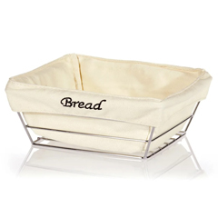 Biradlı Square Bread Basket, White Cloth, 22x22x9 cm - Biradlı