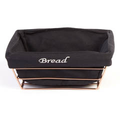 Biradlı Square, Bread Basket, with Cloth, 22x22x9 cm, Copper - Biradlı