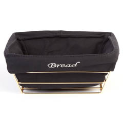 Biradlı Square Bread Basket, with Cloth, 22x22x9 cm, Gold - Biradlı