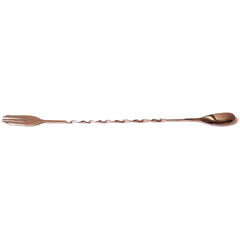Biradlı Twisted Forked Bar Spoon, Copper, 33 cm - Biradlı