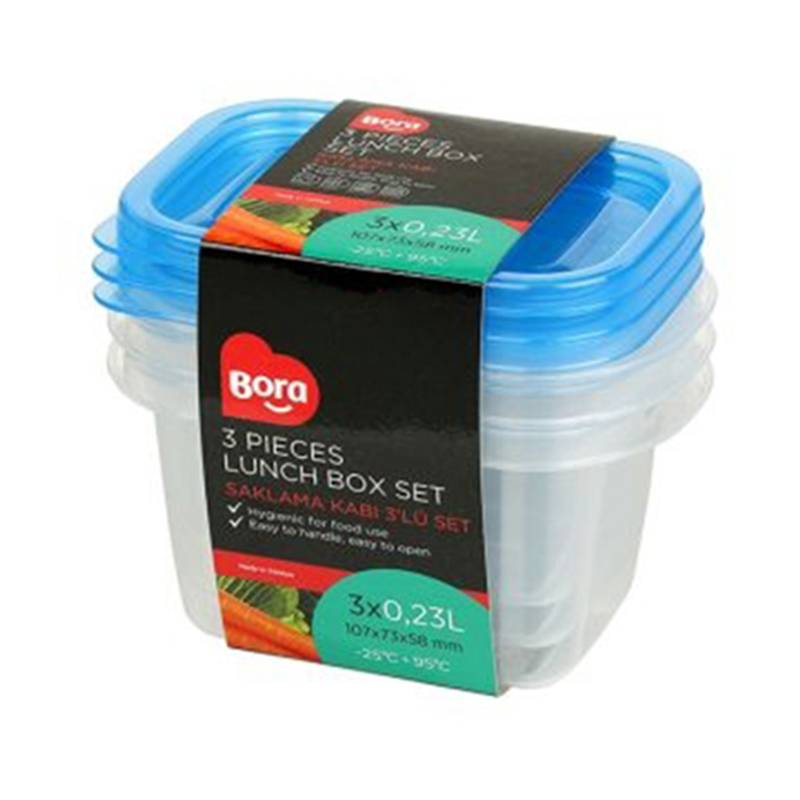 Bora Plastik Saklama Kabı, 3'lü Set Mini, 230 ml, BO542