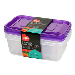 Bora Plastik Saklama Kabı, Dikdörtgen, 3'lü Set, 2,8 Lt, BO538 - Bora Plastik