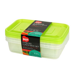 Bora Plastik Saklama Kabı, Dikdörtgen, 3'lü Set, 2,2 Lt, BO537 - Bora Plastik