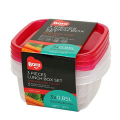 Bora Plastik Saklama Kabı, Kare, 3'lü Set, 850 ml, BO531 - Bora Plastik