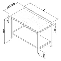 Çalışma Tezgahı Mermer Tablalı Taban Raflı 120x70 cm - Öztiryakiler