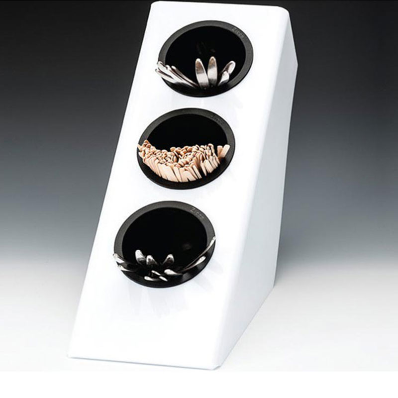 Zicco ZCP-644 Polikarbon Kahve-Çay Kaşığı Standı, 3 Gözlü, 27x14.5 cm, Beyaz