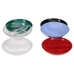Corona Professional Polycarbonate Sauce Bowl, Round, Divided, BO725, Red - 1