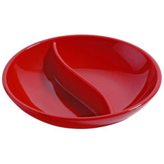 Corona Professional Polycarbonate Sauce Bowl, Round, Divided, BO725, Red - 6