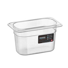 Corona Professional Polycarbonate Gastronorm Pan, 1/9, 100 mm, BO168 - Corona Professional