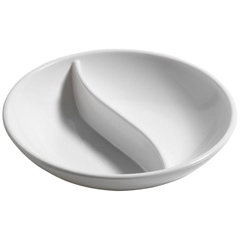 Corona Professional Polycarbonate Sauce Bowl, Round, Partitioned, BO725, White - Corona Professional