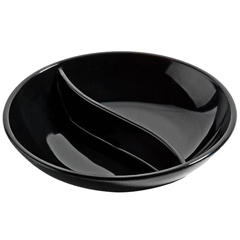 Corona Professional Polycarbonate Sauce Container, Round, Sectioned, BO725, Black - Corona Professional