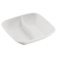 Corona Professional Polycarbonate Sauce Container, Square, Compartmented, BO726, White - 1