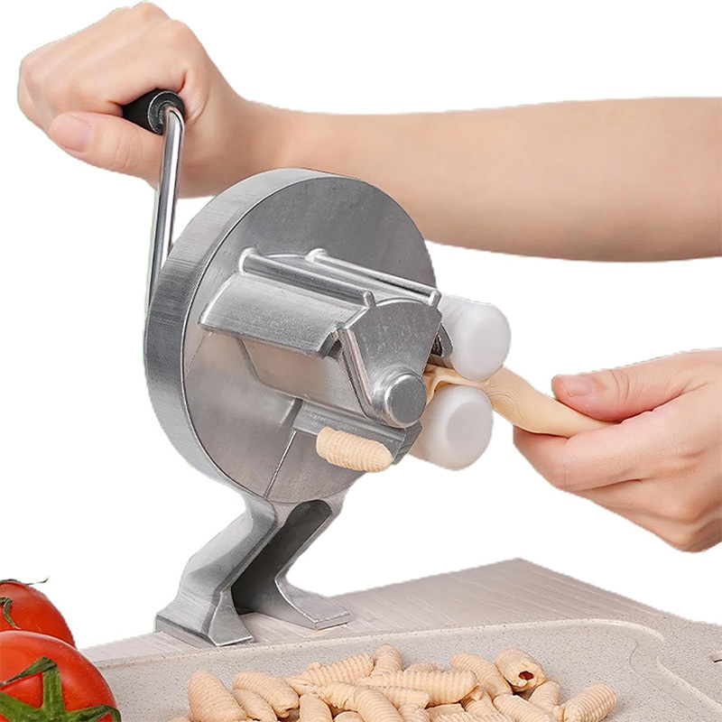 Machine à Pâtes Manuelle Cavatelli Maker - Fabrique Des Cavatelli Et Mini Gnocchi - Alliage Aluminium, Manivelle, 27x11 Cm