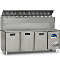 Dampak 3 Door Pizza Preparation Refrigerator, High Model - Dampak