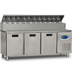 Dampak 3 Door Pizza Preparation Refrigerator, Low Model - Dampak