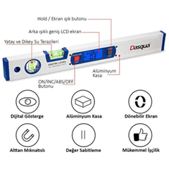 Dasqua 8301-2645 Dijital Eğim Ölçer, 40 cm - 2