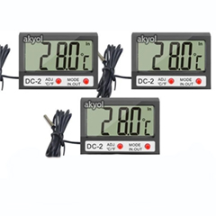 DC-2 Mini Wired Indoor-Outdoor Thermometer Clock (Pack of 3) - Akyol