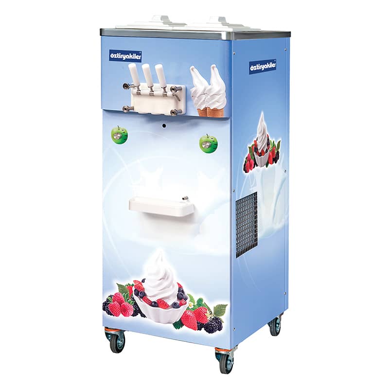 Öztiryakiler Üç Kollu Dondurma ve Donmuş Yoğurt Makinesi, Set Üstü, Pompalı, Karıştırıcılı, 2x11 lt