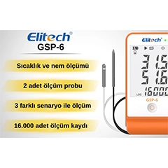 Elitech GSP-6 Çift Kablolu Sıcaklık ve Nem Veri Kaydedici Datalogger - 3