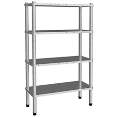 Empero 4 Katlı Düz Raf Tablalı İstif Rafı, 304 Kalite, 183x61x180 cm, Inox - Empero