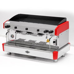 Empero Capuccino and Espresso Coffee Machine, 3 Group, Red - Empero