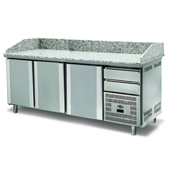 Empero Granite Top Pizza Preparation Refrigerator, 3 Doors - Empero