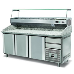 Empero Saladbar Preparation Refrigerator, Granite Topped, 3 Doors - Empero