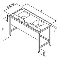 Fish Preparation Work Table, 140x70 cm - Öztiryakiler
