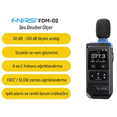 FNIRSI FDM-02 Renkli Göstergeli Desibel Ölçer, Sıcaklık ve Nem Göstergeli - 4
