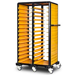Gastrolley Dual Self Service Transport Trolley, 58 Shelves, 2 Sides Closed - Gastrolley