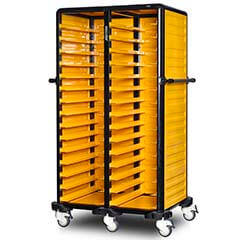 Gastrolley Dual Tray Transport Trolley, 30 Shelves, 2 Closed Sides, Closed Back - Gastrolley