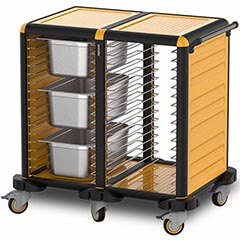 Gastrolley İkili Küvet Taşıma Arabası, 30 Raflı, 2 Yanı Kapalı - Gastrolley