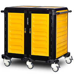 Gastrolley İkili Tepsi Taşıma Arabası, 14 Raflı, Kapılı, 2 Yanı Kapalı, Arkası Kapalı - Gastrolley