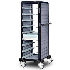 Gastrolley Single Thermo Tray Transport Trolley, 9 Shelves, 2 Sides Closed - 1