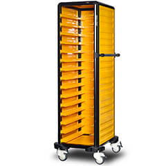 Gastrolley Single Tray Transport Trolley, 15 Shelves, 2 Sides Enclosed, Back Enclosed - Gastrolley
