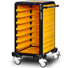Gastrolley Single Tray Transport Trolley, 7 Shelves, 2 Sides Closed, Back Closed - Gastrolley