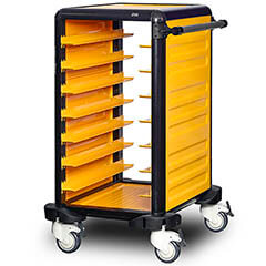 Gastrolley Single Tray Transport Trolley, 7 Shelves, 2 Sides Closed - Gastrolley