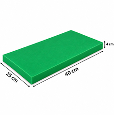 Gnç Polyethylene Cutting Board, 4 cm Thickness, 25x40 cm, Green - GNÇ
