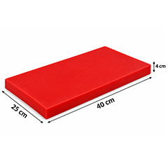 Gnç Polyethylene Cutting Board, 4 cm Thickness, 25x40 cm, Red - GNÇ