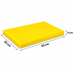 Gnç Polyethylene Cutting Board, 4 cm Thickness, 30x40 cm, Yellow - GNÇ
