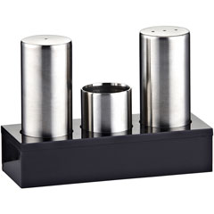 Groovy 3-Piece Closed Plexi Stand Salt Shaker Set, Thin, Shiny - Groovy