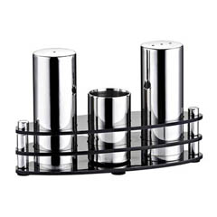 Groovy 3-piece Ellipse Plexiglass Stand Salt Shaker Set, Matte - Groovy