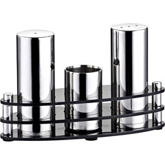 Groovy 3-Piece Ellipse Plexiglass Stand Salt Shaker Set, Shiny - Groovy