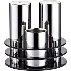 Groovy 3-piece Round Plexi Stand Salt Shaker Set, Glossy - Groovy