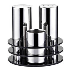 Groovy 3-piece Round Plexiglass Stand Salt Shaker Set, Matte - Groovy