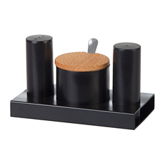 Groovy 3-piece Round Salt and Spice Set, Black - Groovy