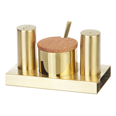 Groovy 3-piece Round Salt and Spice Set, Gold - Groovy