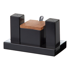 Groovy 3-Piece Square Salt and Sugar Set, Black - Groovy