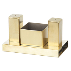 Groovy 3-piece Square Salt and Sugar Set, Gold - Groovy