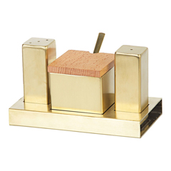 Groovy 3-Piece Square Salt Shaker Spice Set, Gold - Groovy